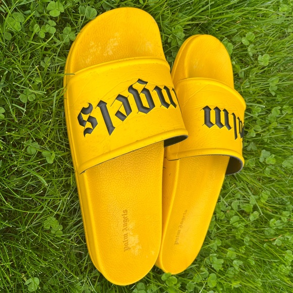 ❤️ Palm Angels yellow pool slides - men size 11 ❤️ - Picture 2 of 4